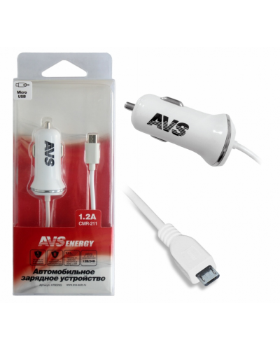 Зарядник для телефона micro USB 1.2A AVS A78029S
