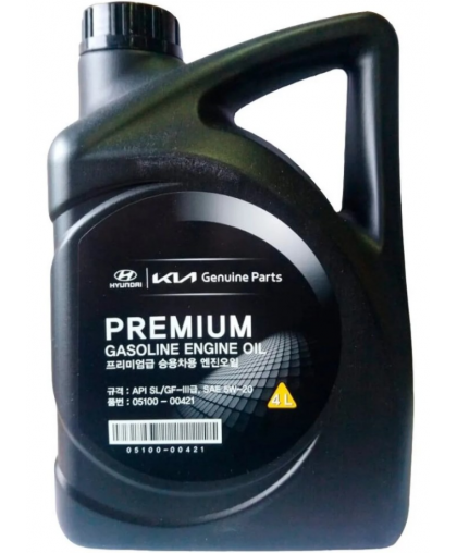 Моторное масло HYUNDAI 5W20 SL/GF-3 PREMIUM 4л для бензиновых двигателей Hyundai/Kia 0510000421