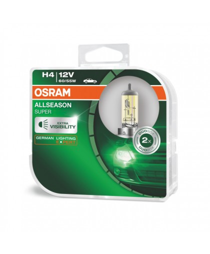 Лампа OSRAM 12V H4 60/55W Allseason (евробокс 2шт) (Германия) 64193ALS-HCB