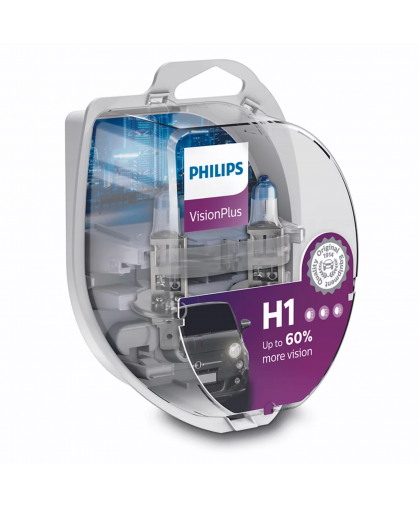 Лампы к-т PHILIPS 12V H1 55W Vision Plus +60% 12258VPS2